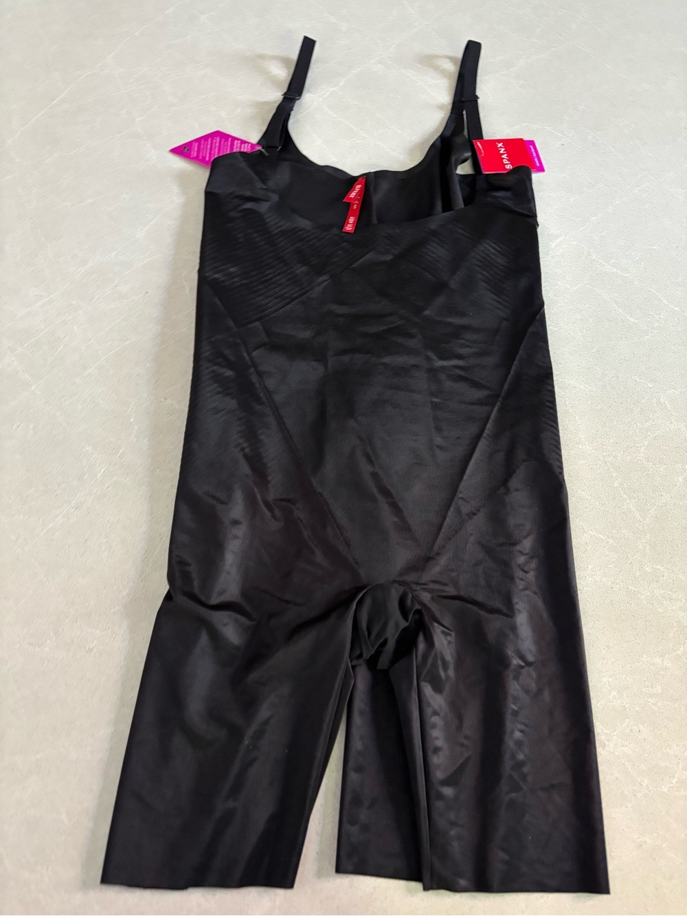 SPANX Shapewear Invisible Open-Bust Mid-Thigh Bodysuit Black XL NWT